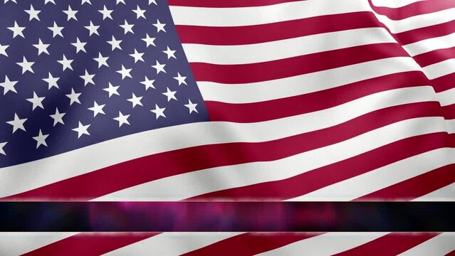 United States of America flag waving with Animated Lower Third flow motion