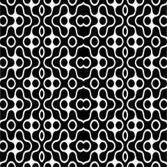 Vector geometric seamless pattern. Minimal ornamental background with abstract shapes. Black and white texture. Simple abstract ornament background. Dark repeat design for decor, fabric, cloth.