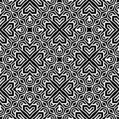 Vector geometric seamless pattern. Minimal ornamental background with abstract shapes. Black and white texture. Simple abstract ornament background. Dark repeat design for decor, fabric, cloth.