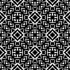 Vector geometric seamless pattern. Minimal ornamental background with abstract shapes. Black and white texture. Simple abstract ornament background. Dark repeat design for decor, fabric, cloth.