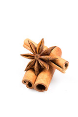 Stars anise and cinnamon isolated