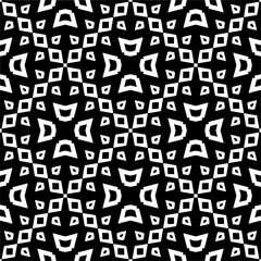 Vector geometric seamless pattern. Minimal ornamental background with abstract shapes. Black and white texture. Simple abstract ornament background. Dark repeat design for decor, fabric, cloth.