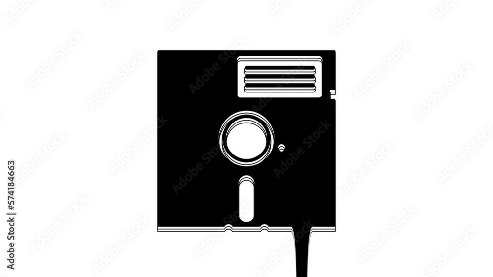 Poster black floppy disk in the 5.25-inch icon isolated on white background. floppy disk for computer data 