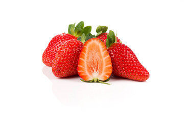 Red ripe strawberry fruits