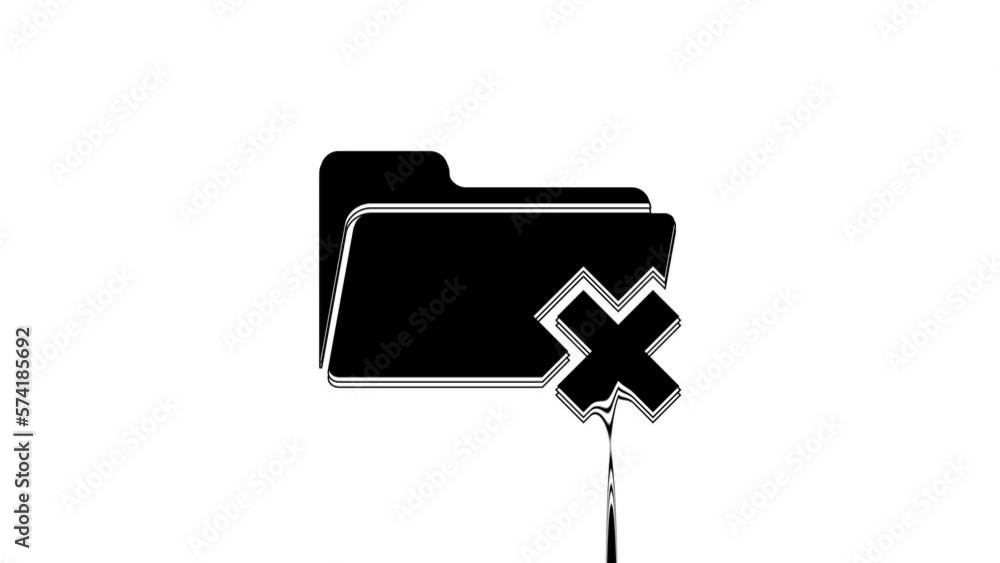 Poster black delete folder icon isolated on white background. folder with recycle bin. delete or error fold