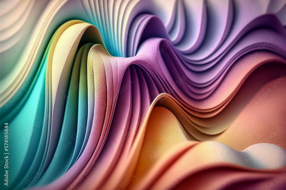 Poster abstract wave of colorful fabric wallpaper illustration. created with generative ai technology.