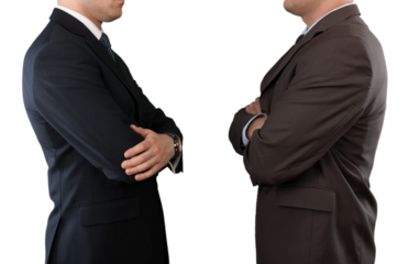 Two Businessmen Confronting Each Other
