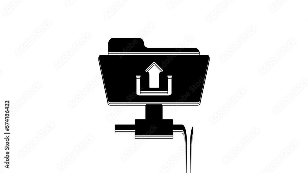 Aufkleber black ftp folder upload icon isolated on white background. software update, transfer protocol, route