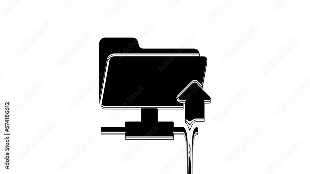 Poster black ftp folder upload icon isolated on white background. software update, transfer protocol, route