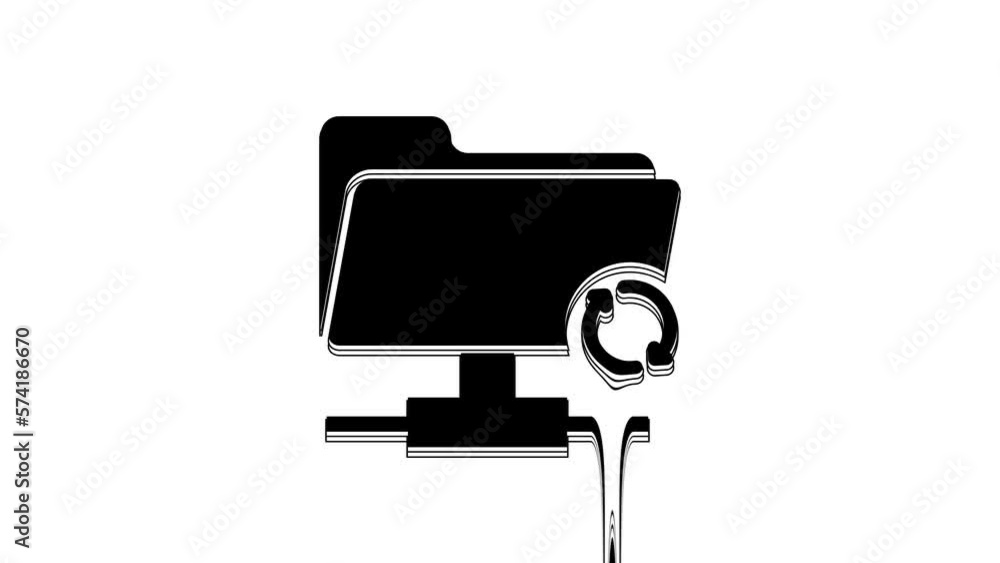 Poster black ftp sync refresh icon isolated on white background. software update, transfer protocol, router