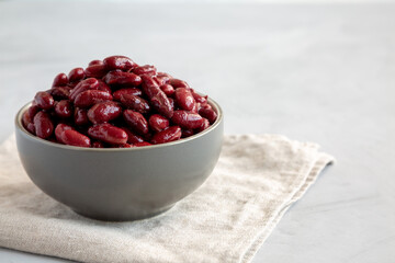 Red Organic Kidney Beans in brine. Space for text.