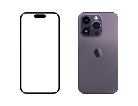 Apple iPhone 14 pro max mockup deep purple color.
