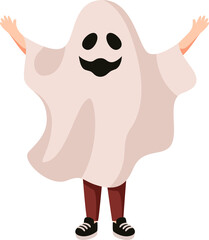 Halloween kid cartoon character in ghost costume