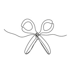 Continuous line vector scissors symbol sign