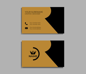 business card template, vector corporate Double-sided creative Professional modern simple unique blue minimalist gold elegant business card in red theme.
