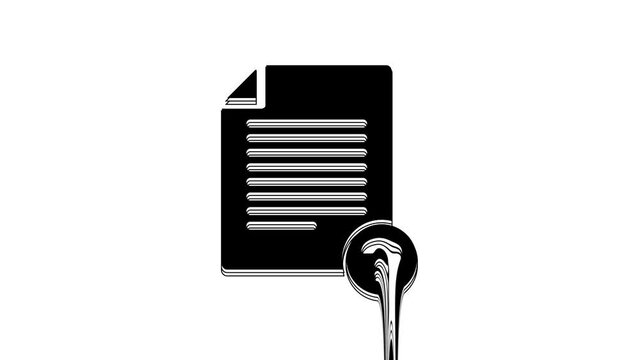 Black Unknown document icon isolated on white background. File with Question mark. Hold report, service and global search sign. 4K Video motion graphic animation