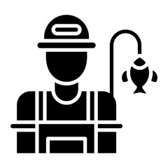 Fisherman Glyph Icon