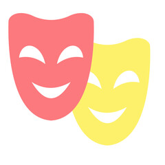 Theater Masks Flat Multicolor Icon