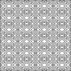  Monochrome ornamental texture with smooth linear shapes, zigzag lines, lace pattern.Abstract geometric black and white pattern for web page, textures, card, poster, fabric, textile.