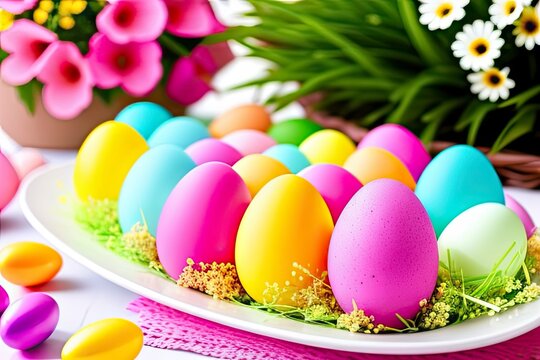 easter eggs with flowers