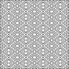  Monochrome ornamental texture with smooth linear shapes, zigzag lines, lace pattern.Abstract geometric black and white pattern for web page, textures, card, poster, fabric, textile.