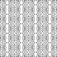  Monochrome ornamental texture with smooth linear shapes, zigzag lines, lace pattern.Abstract geometric black and white pattern for web page, textures, card, poster, fabric, textile.