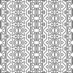  Monochrome ornamental texture with smooth linear shapes, zigzag lines, lace pattern.Abstract geometric black and white pattern for web page, textures, card, poster, fabric, textile.