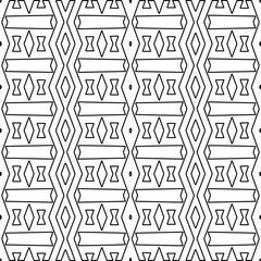  Monochrome ornamental texture with smooth linear shapes, zigzag lines, lace pattern.Abstract geometric black and white pattern for web page, textures, card, poster, fabric, textile.