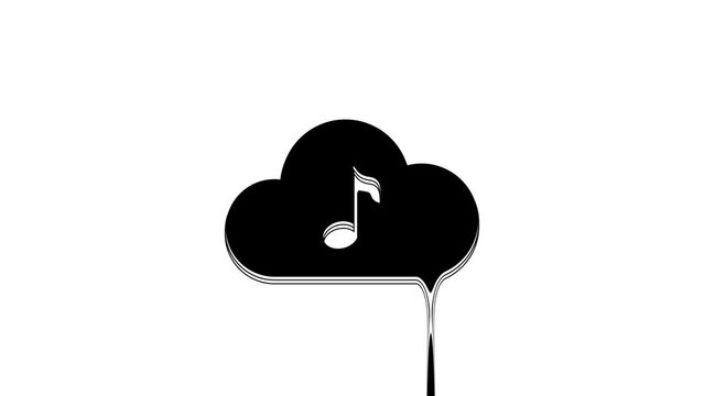 Black Music streaming service icon isolated on white background. Sound cloud computing, online media streaming, online song, audio wave. 4K Video motion graphic animation