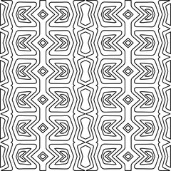 
 Monochrome ornamental texture with smooth linear shapes, zigzag lines, lace pattern.Abstract geometric black and white pattern for web page, textures, card, poster, fabric, textile.