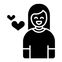 Happy Woman Glyph Icon