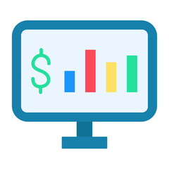 Online Statistics Flat Multicolor Icon