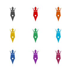 Fototapeta na wymiar Creative writer logo pen icon isolated on white background. Set icons colorful