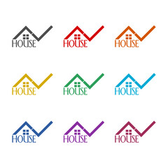 Roof house logo icon isolated on white background. Set icons colorful
