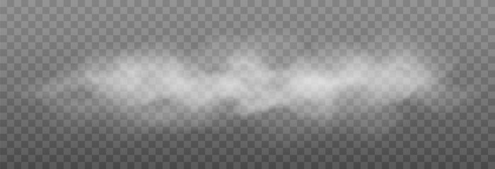 Vector fog or smoke on isolated transparent background. Smoke, fog or cloud png. White smoke png.
