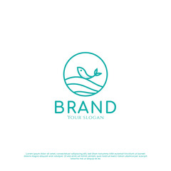 Sprout and Fish Line Art Logo Design