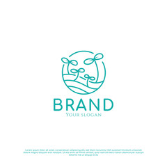 Sprout Line Art Logo Design Concept Idea