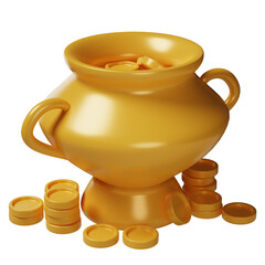 Pot of gold 3d illustration
