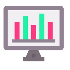 Online Bar Chart Flat Multicolor Icon