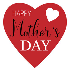 Happy Mother's day celebration vector illustration template invitation greeting card for logo. Hand drawn lettering text on heart symbol tag, icon, isolated on white background