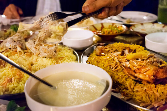 View from the table of Arab cuisine