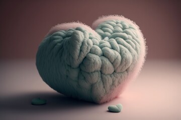 Handmade woolen heart - softly background wallpaper in pastel color  