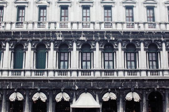 Exterior of the Procuratie Vecchie in Venice, Italy.