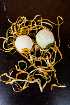 Peeled lemon and lime at a fruit stand on Utila Island, Honduras.