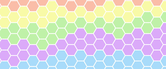 Abstract bright and colorful hexagon mosaic background. Beautiful colorful background of hexagonal shapes randomly. Hexagons line in luxury futuristic background. Fantasy style artistic wallpaper.