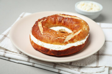 Concept of tasty food - bagel, tasty bakery products