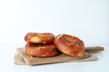 Concept of tasty food - bagel, space for text