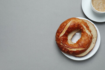 Concept of tasty food - bagel, space for text