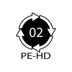 High-density Polyethylene 02 PE-HD Icon Symbol