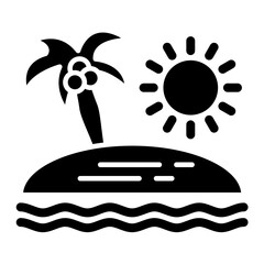 Sunset On Beach Glyph Icon